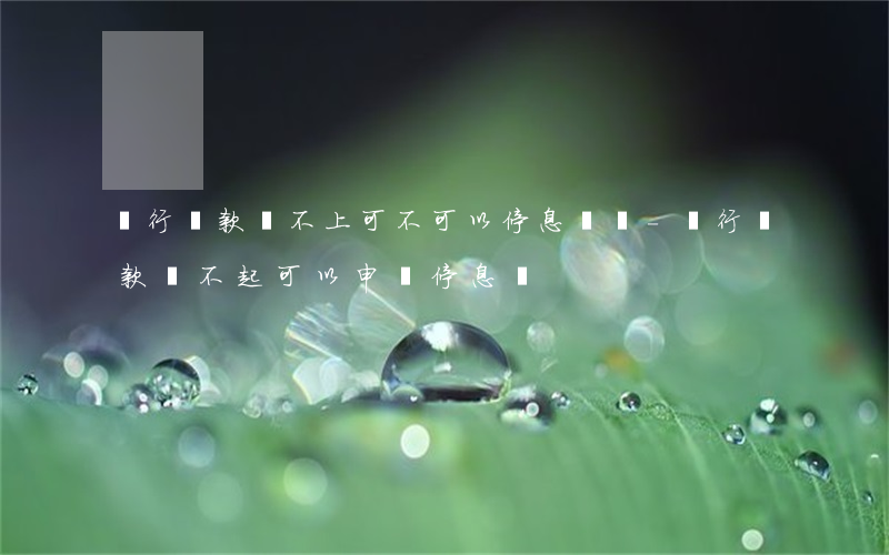 銀行貸款還不上可不可以停息掛賬-銀行貸款還不起可以申請停息嗎