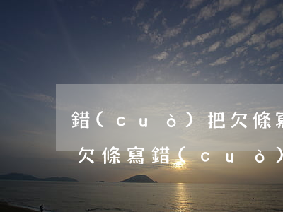 錯(cuò)把欠條寫成借條還可以訴訟嗎(欠條寫錯(cuò)名字能起訴么)
