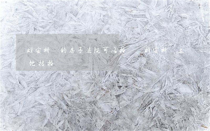 雄安新區的房子法院可以拍賣嗎(雄安新區土地招拍掛)