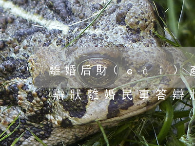 離婚后財(cái)產(chǎn)糾紛答辯狀(離婚民事答辯狀(范文參考))