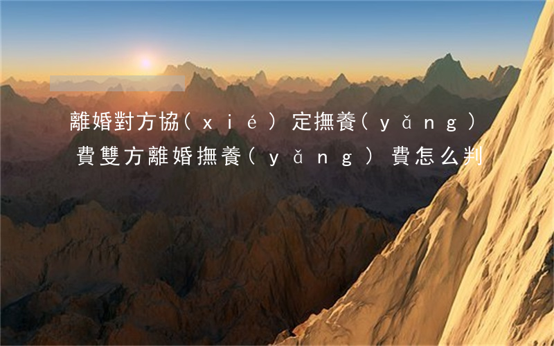 離婚對方協(xié)定撫養(yǎng)費(雙方離婚撫養(yǎng)費怎么判)