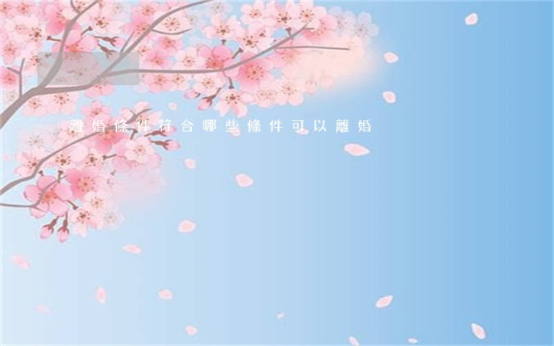 離婚條件 符合哪些條件可以離婚