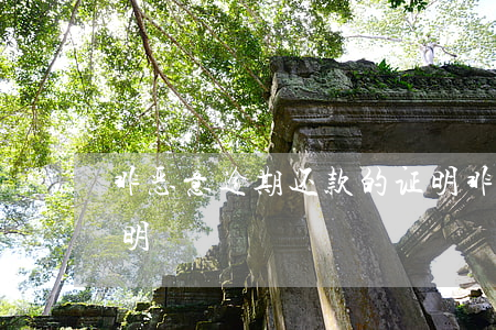 非恶意逾期还款的证明(非恶意逾期还款的证明)