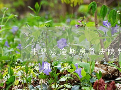 非惡意逾期房貸法院判決-關于你貸款惡意逾期一案