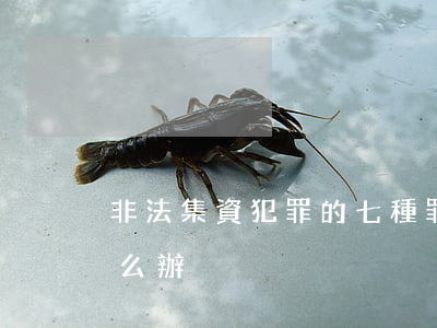 非法集資犯罪的七種罪名（行為人非法集資怎么辦）