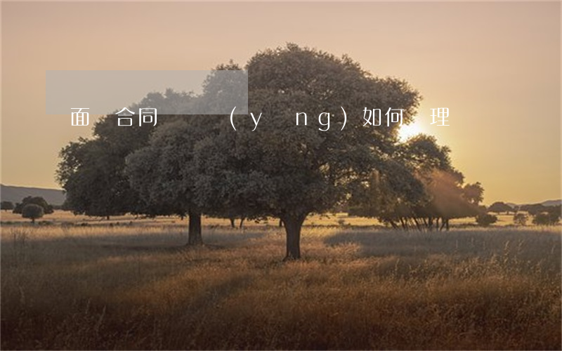 面對合同糾紛應(yīng)如何處理