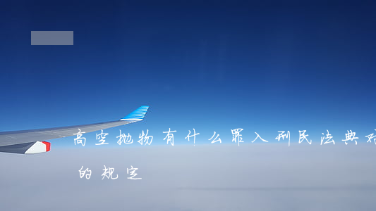 高空抛物有什么罪入刑（民法典对于高空抛物的规定）