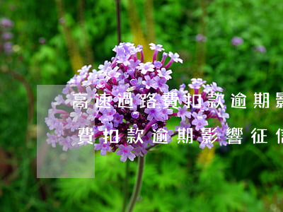 高速過路費扣款逾期影響征信么-高速過路費扣款逾期影響征信么嗎