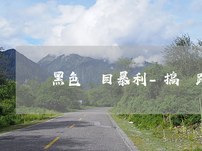 黑色項目 暴利-搞錢路子一天兩萬